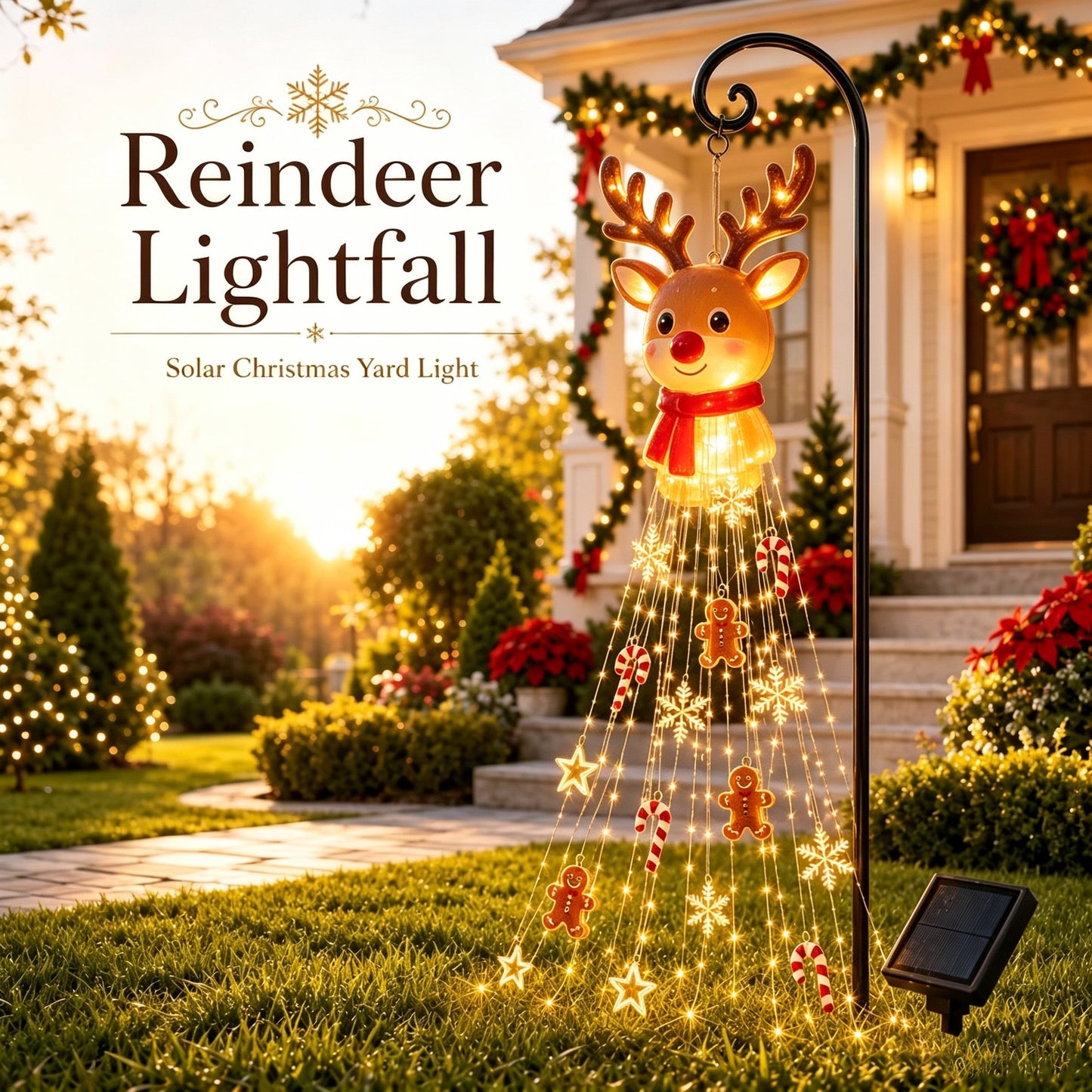 🎄 Gingerbread Starfall Solar Christmas Yard Light – A Magical Holiday Glow for Your Lawn