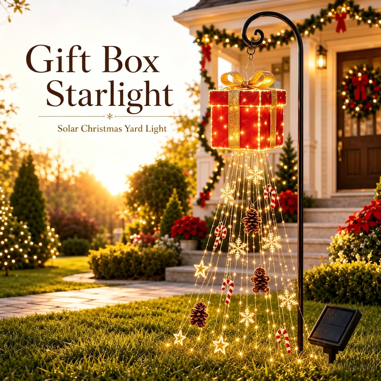 🎄 Gingerbread Starfall Solar Christmas Yard Light – A Magical Holiday Glow for Your Lawn