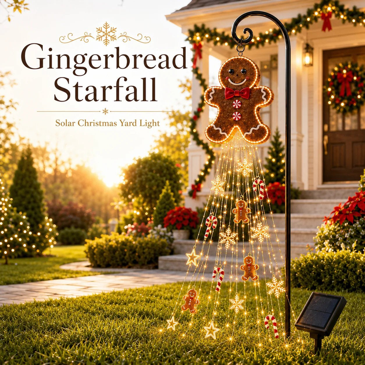 🎄 Gingerbread Starfall Solar Christmas Yard Light – A Magical Holiday Glow for Your Lawn