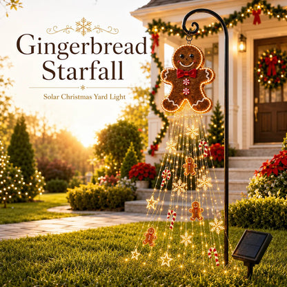 🎄 Gingerbread Starfall Solar Christmas Yard Light – A Magical Holiday Glow for Your Lawn