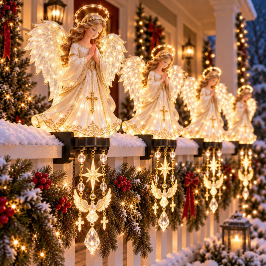 🎄 Christmas Hot Sale✨ Heavenly Blessings Christmas Railing Lights – 4 Faith-Inspired Holiday Figures