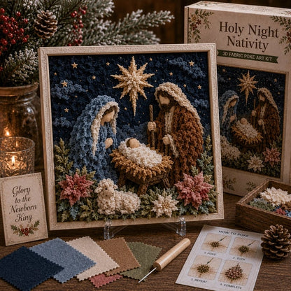 ✝️ 3D Christian Fabric Poke Art Kit – No-Sew Faith Craft & Meaningful Home Décor