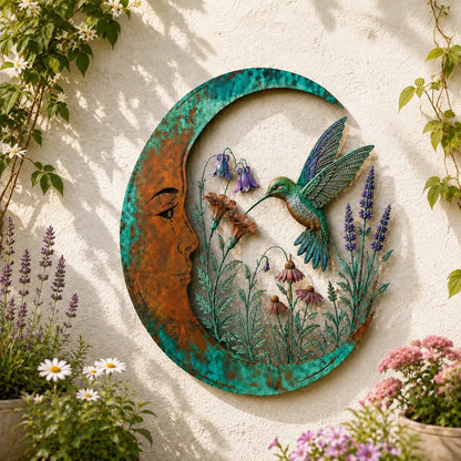 🌙 Crescent Moon Owl Metal Wall Art 🦉 – A Timeless Woodland Accent for Garden, Porch & Home