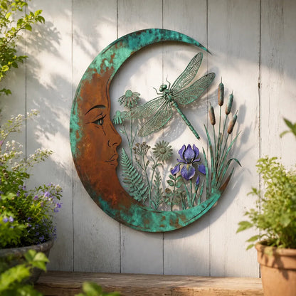 🌙 Crescent Moon Owl Metal Wall Art 🦉 – A Timeless Woodland Accent for Garden, Porch & Home