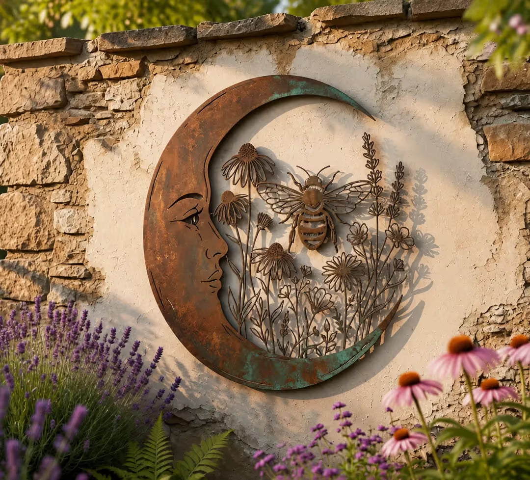 🌙 Crescent Moon Owl Metal Wall Art 🦉 – A Timeless Woodland Accent for Garden, Porch & Home