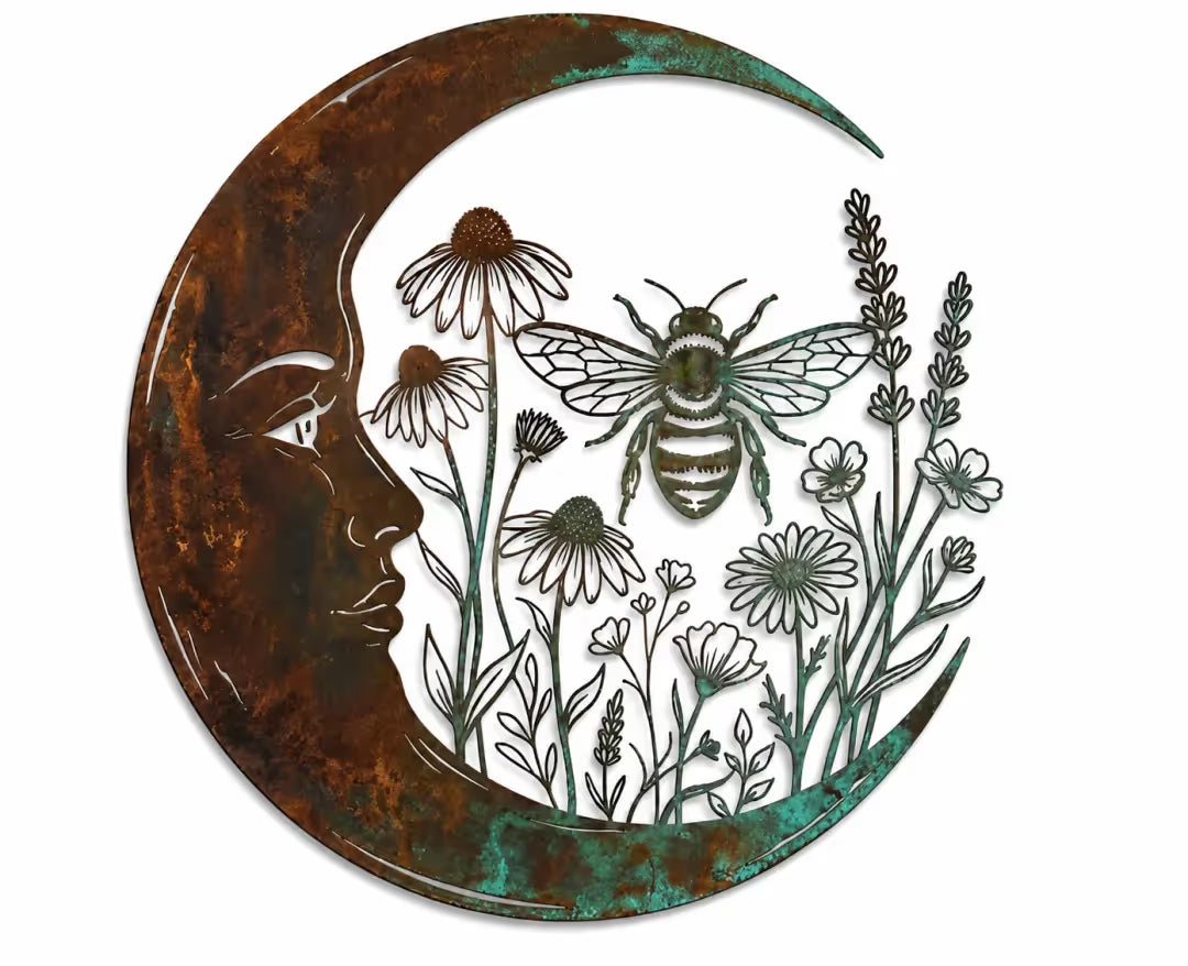 🌙 Crescent Moon Owl Metal Wall Art 🦉 – A Timeless Woodland Accent for Garden, Porch & Home