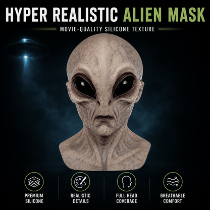 👽 Lifelike Alien Silicone Mask – Realistic Sci-Fi Halloween & Cosplay Transformation