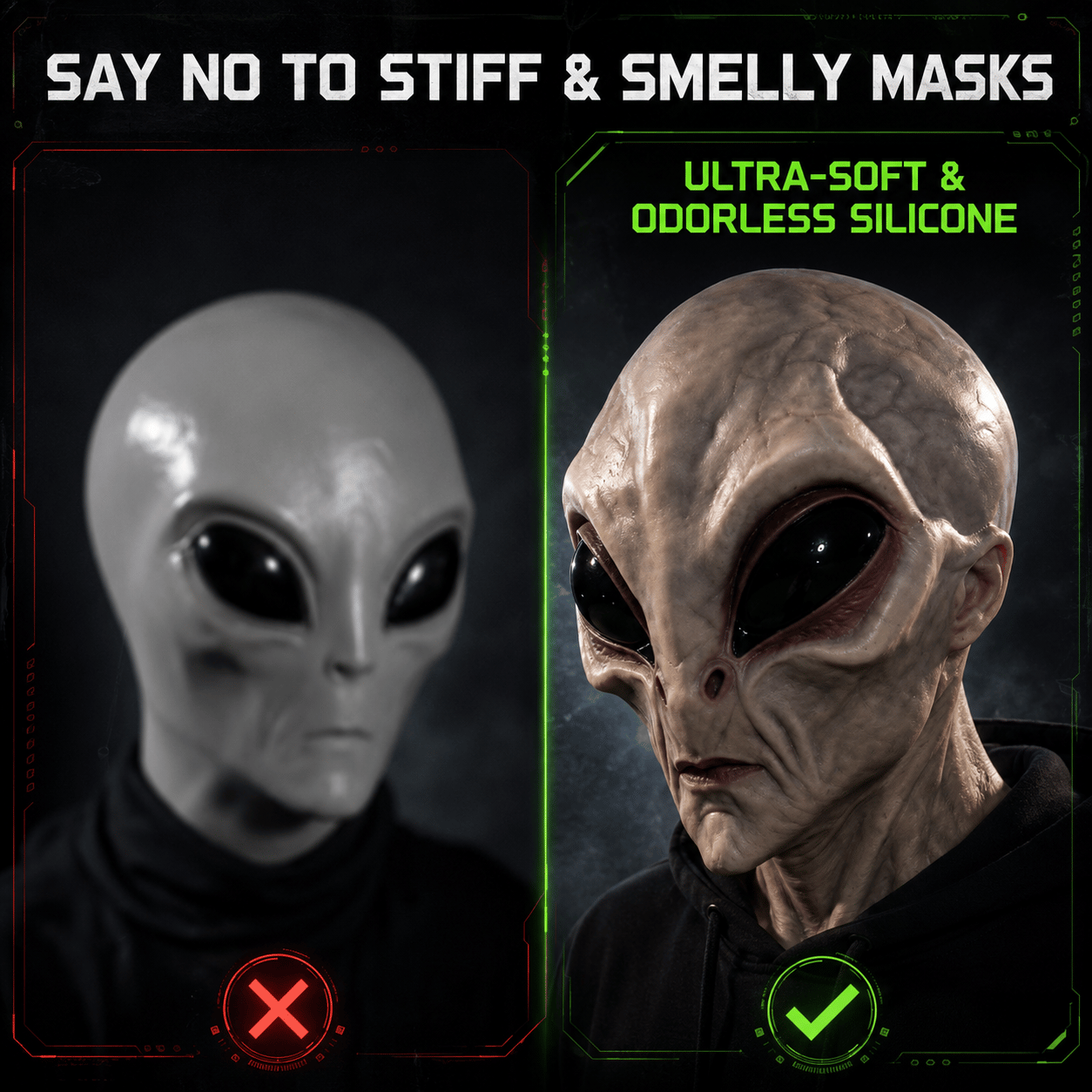 👽 Lifelike Alien Silicone Mask – Realistic Sci-Fi Halloween & Cosplay Transformation