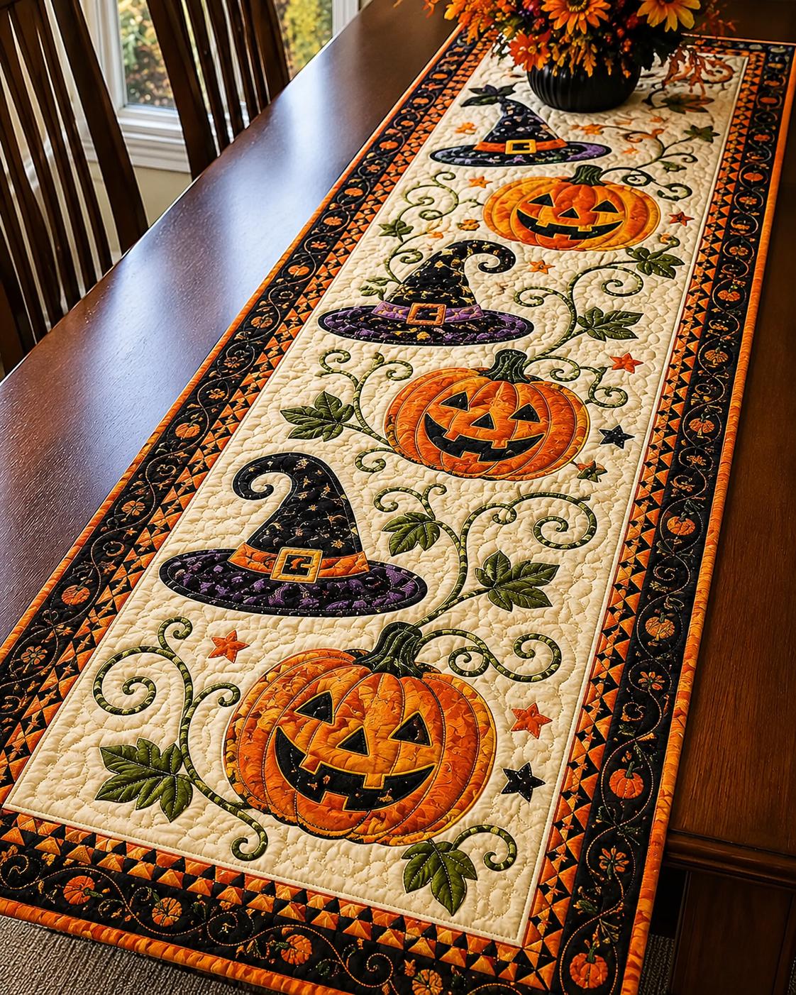 🎃  Autumn Spell Quilted Table Runner