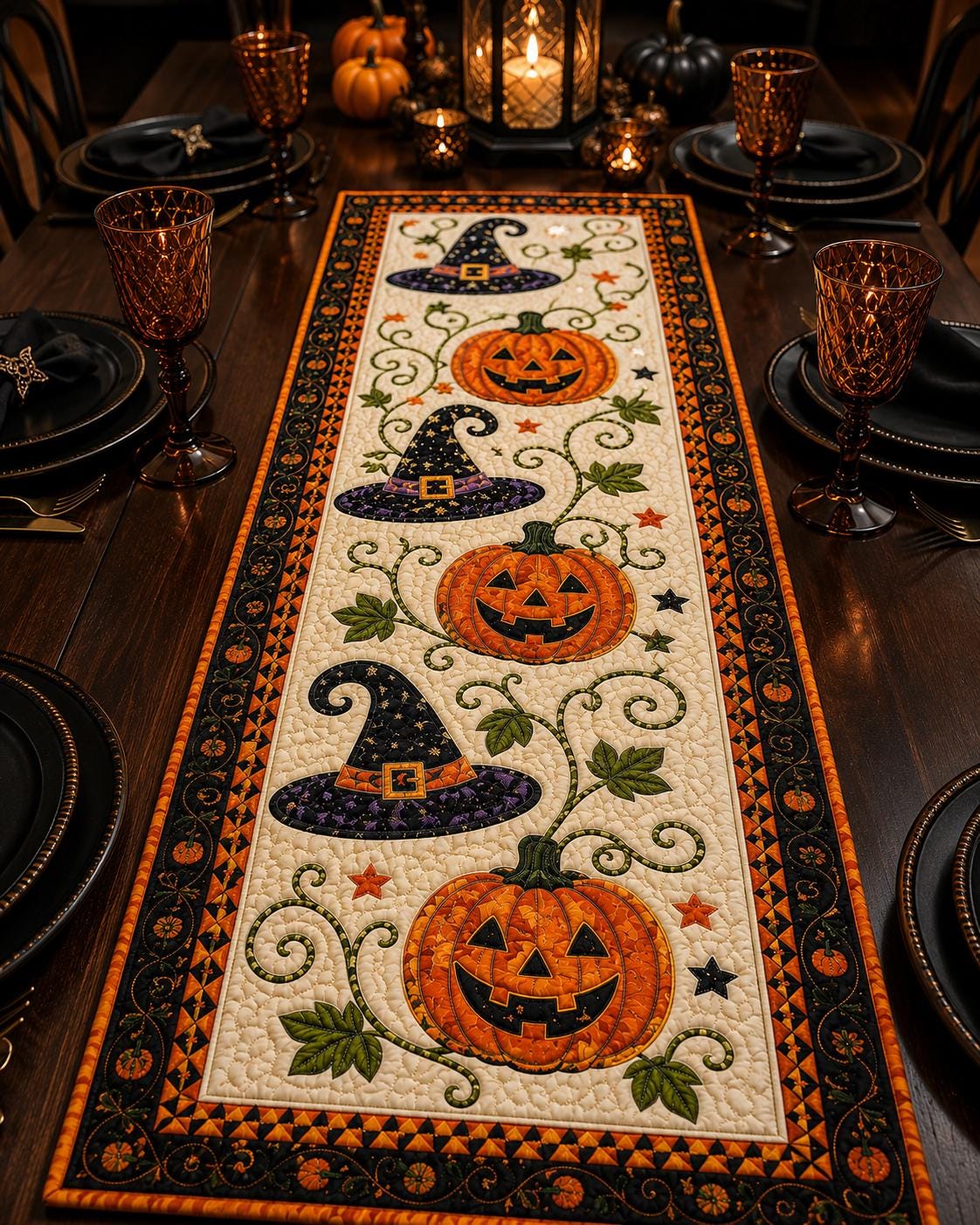 🎃  Autumn Spell Quilted Table Runner