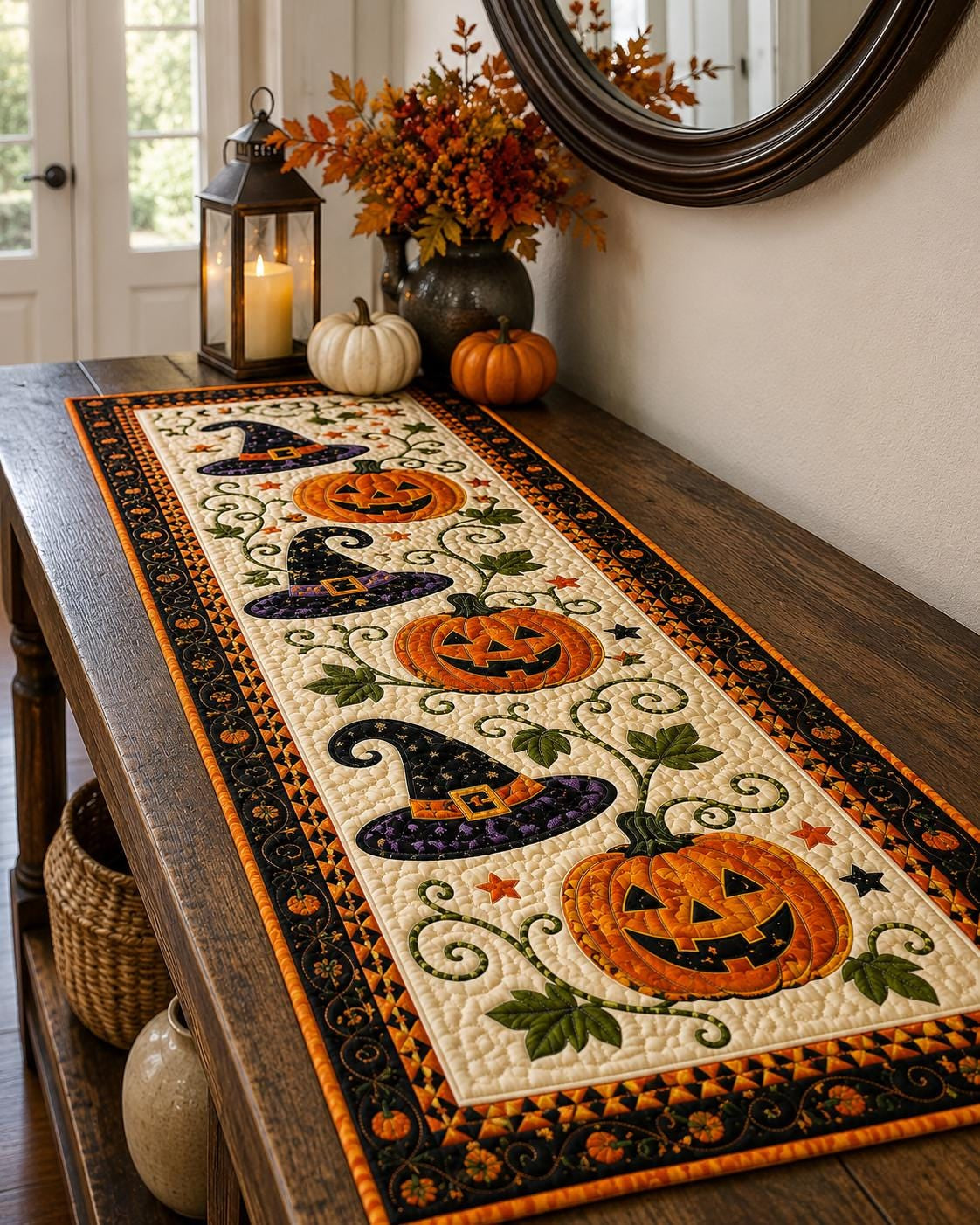 🎃  Autumn Spell Quilted Table Runner