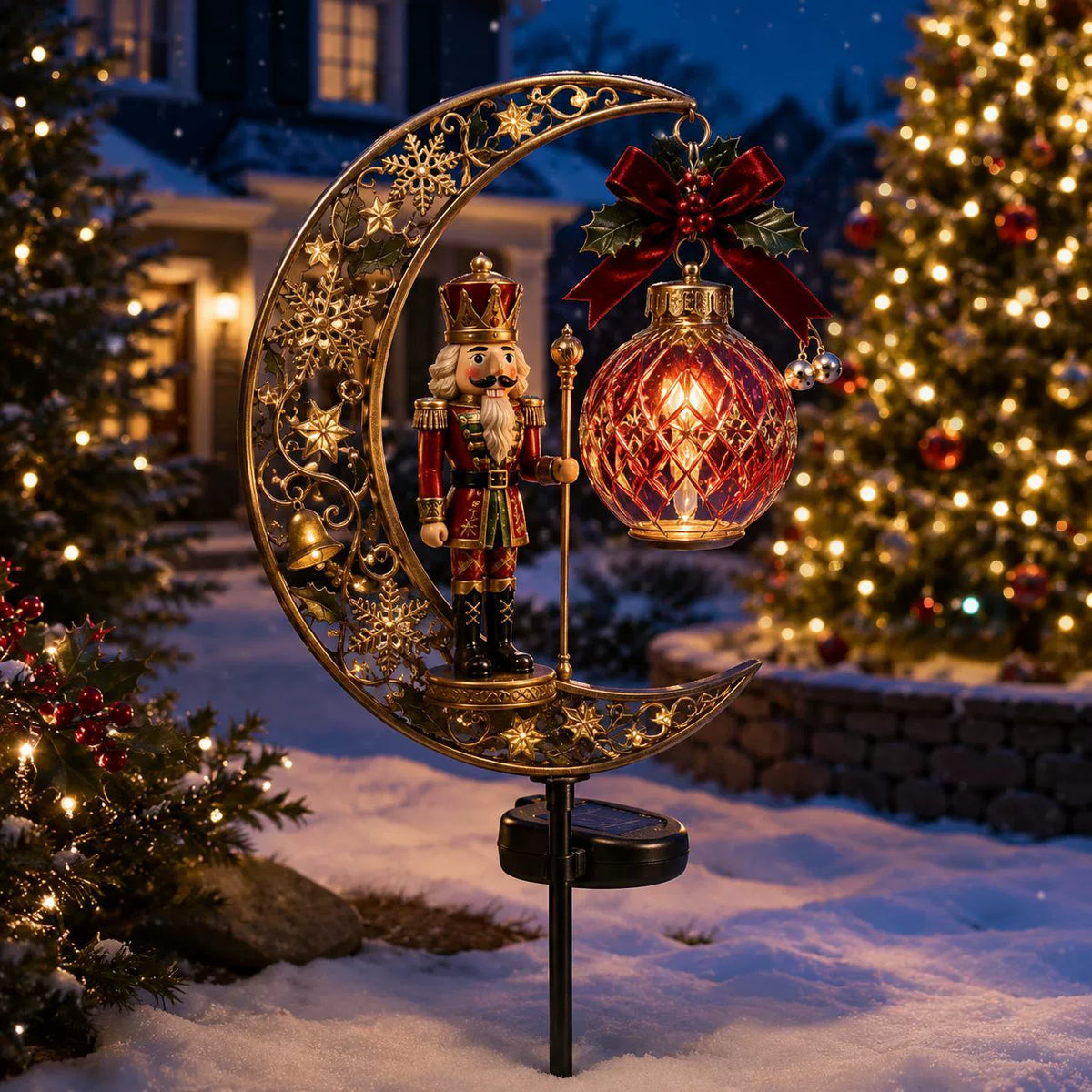 🎄 Solar Christmas Crescent Garden Light – 6 Festive Holiday Yard Designs