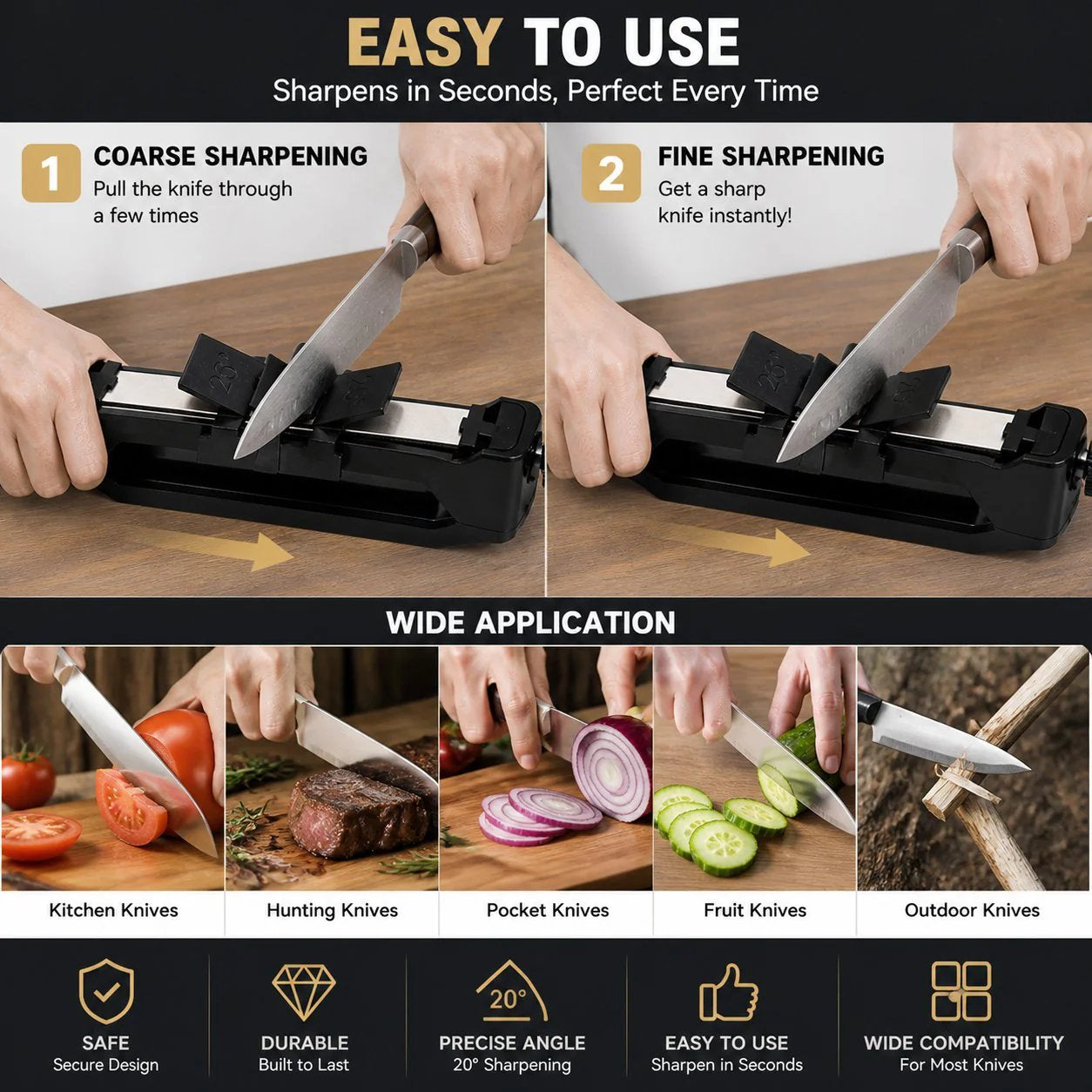 🔥 Portable Precision Knife Sharpener – Guided Angle Diamond Sharpening System