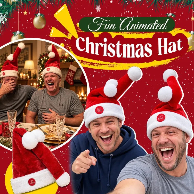 🎅 Christmas Hot Sale – 50% OFF 😂 Dancing Santa Hat – Button-Activated Moving Christmas Party Hat