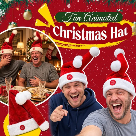 🎅 Christmas Hot Sale – 50% OFF 😂 Dancing Santa Hat – Button-Activated Moving Christmas Party Hat