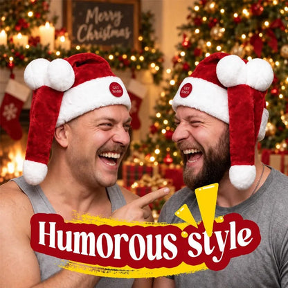 🎅 Christmas Hot Sale – 50% OFF 😂 Dancing Santa Hat – Button-Activated Moving Christmas Party Hat