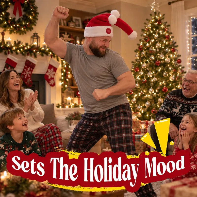 🎅 Christmas Hot Sale – 50% OFF 😂 Dancing Santa Hat – Button-Activated Moving Christmas Party Hat