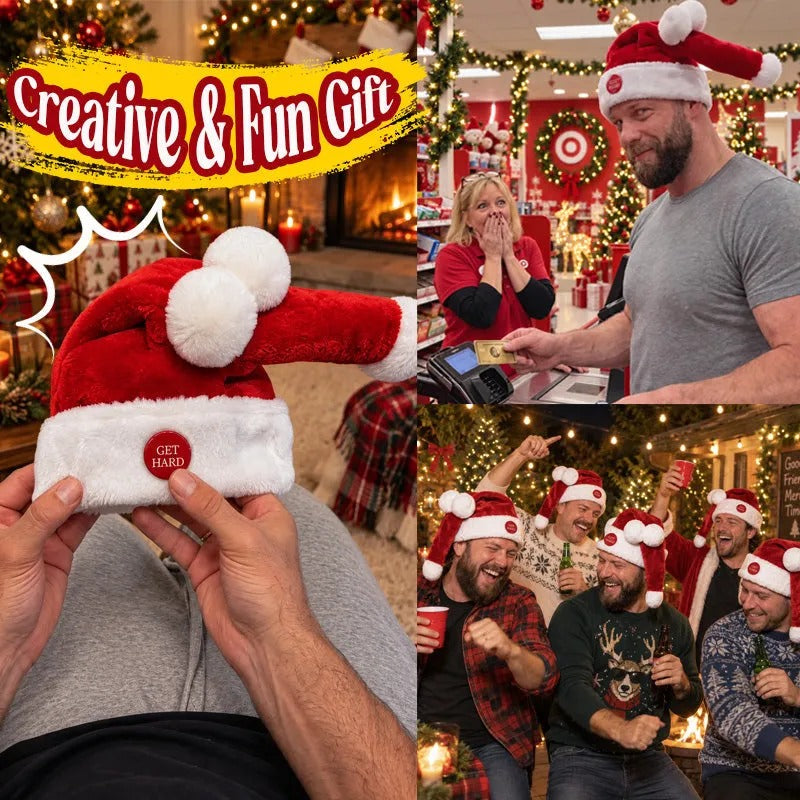 🎅 Christmas Hot Sale – 50% OFF 😂 Dancing Santa Hat – Button-Activated Moving Christmas Party Hat