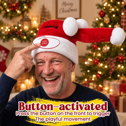 🎅 Christmas Hot Sale – 50% OFF 😂 Dancing Santa Hat – Button-Activated Moving Christmas Party Hat