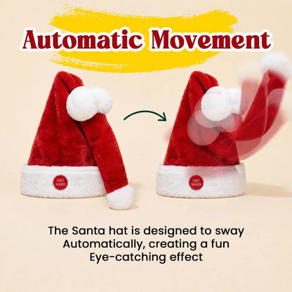 🎅 Christmas Hot Sale – 50% OFF 😂 Dancing Santa Hat – Button-Activated Moving Christmas Party Hat