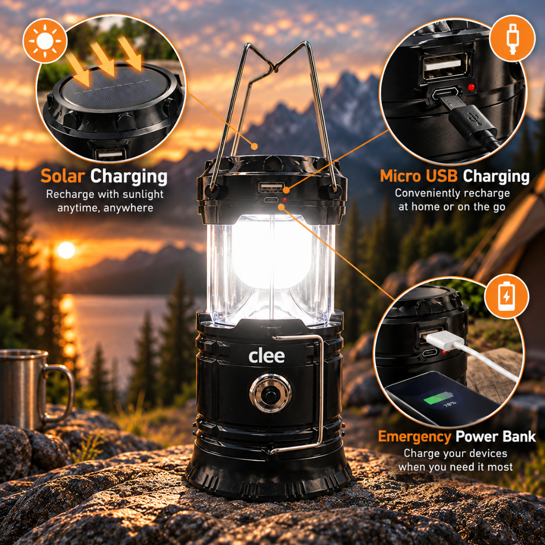 ☀️ ReadyLight Pro™ Solar Pop-Up Lantern – USB Rechargeable Camping & Emergency Light