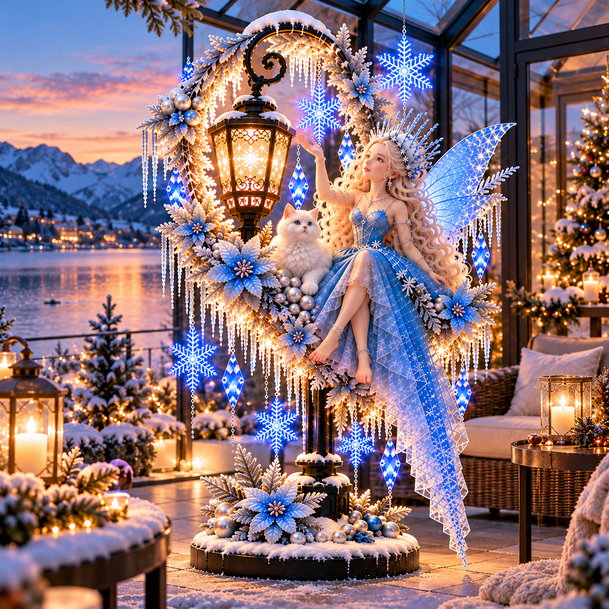 ❄️ Frostlight  – Illuminated Winter Fairy & Snowflake Garden Display