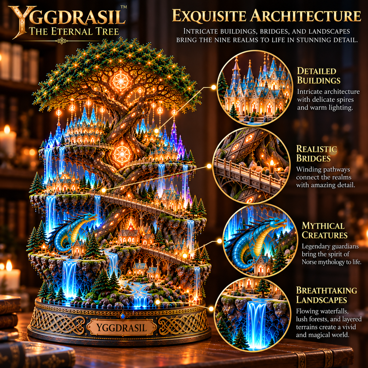 🌳✨ The Eternal Tree of Yggdrasil | Lighted 3D Norse Mythology Nine Realms Collectible