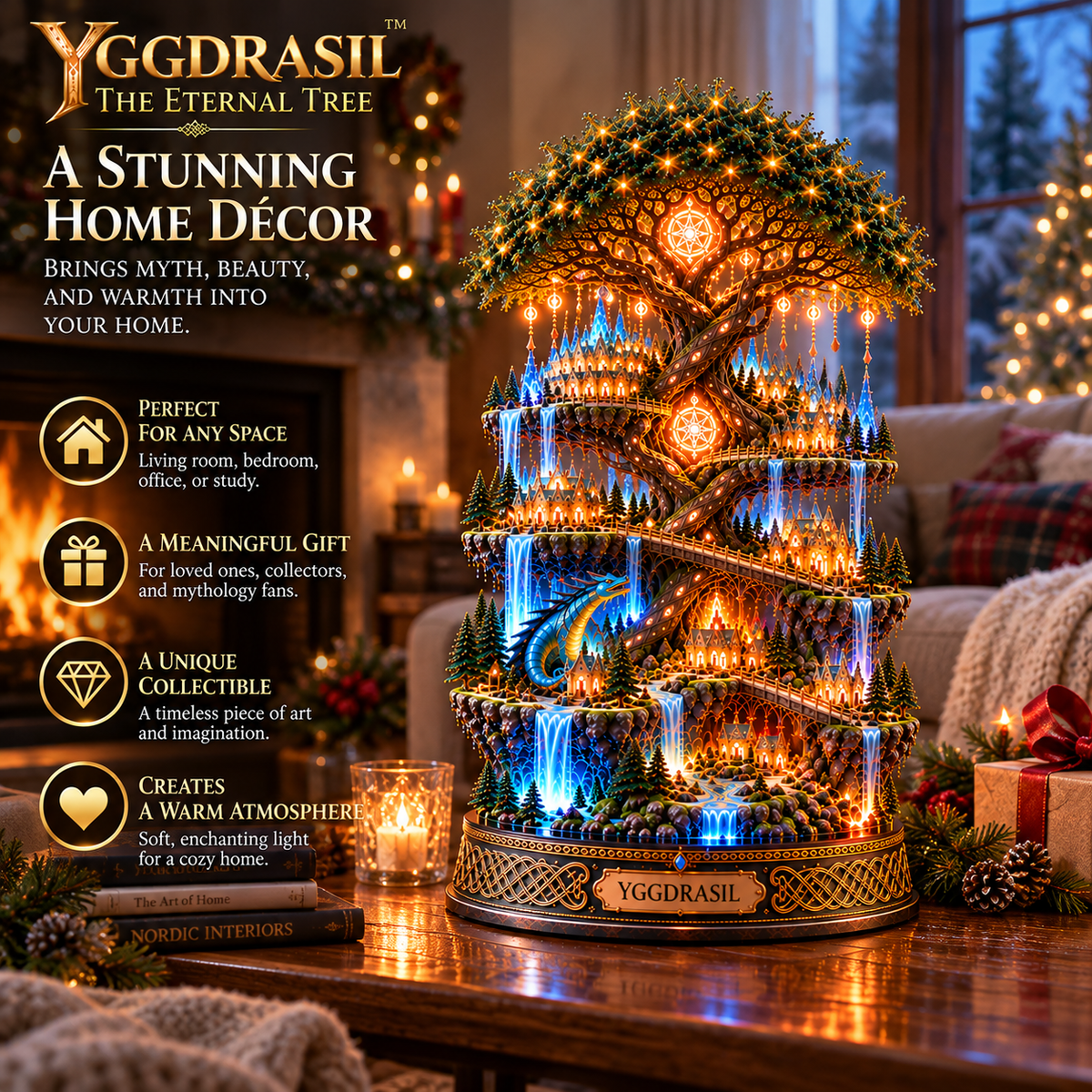🌳✨ The Eternal Tree of Yggdrasil | Lighted 3D Norse Mythology Nine Realms Collectible
