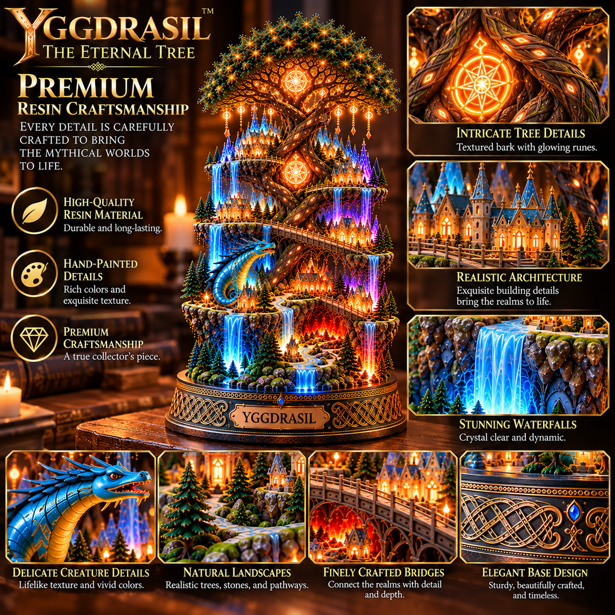 🌳✨ The Eternal Tree of Yggdrasil | Lighted 3D Norse Mythology Nine Realms Collectible