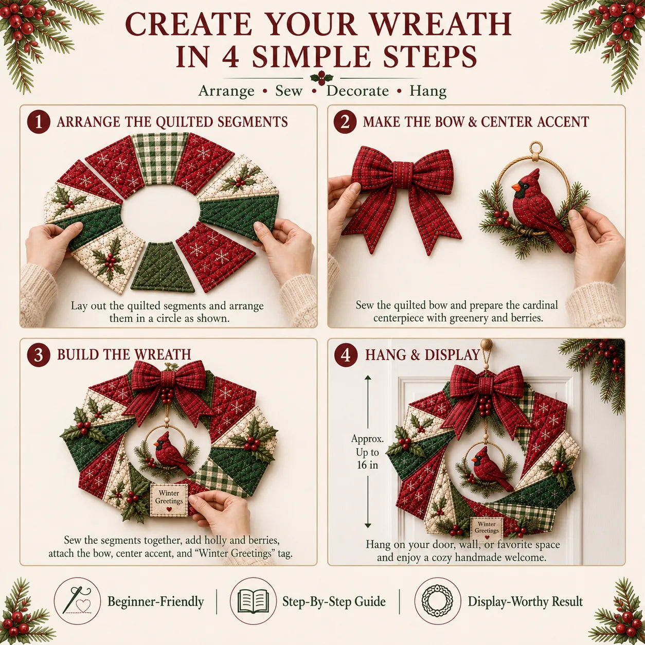 🔥LAST DAY 50% OFF - 🎄Christmas Fabric Wreath DIY Kit 💫