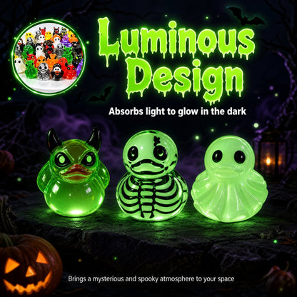 👻🎃Glow-In-The-Dark Mini Halloween Duck Set - Luminous Resin Figurines & Spooky Statues for Desk & Micro-Landscapes