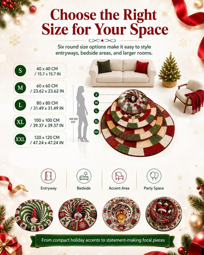 🎄3D Christmas Gnome Optical Illusion Round Rug | Fun Festive Home Decor Must‑Have⭐🏠🎁