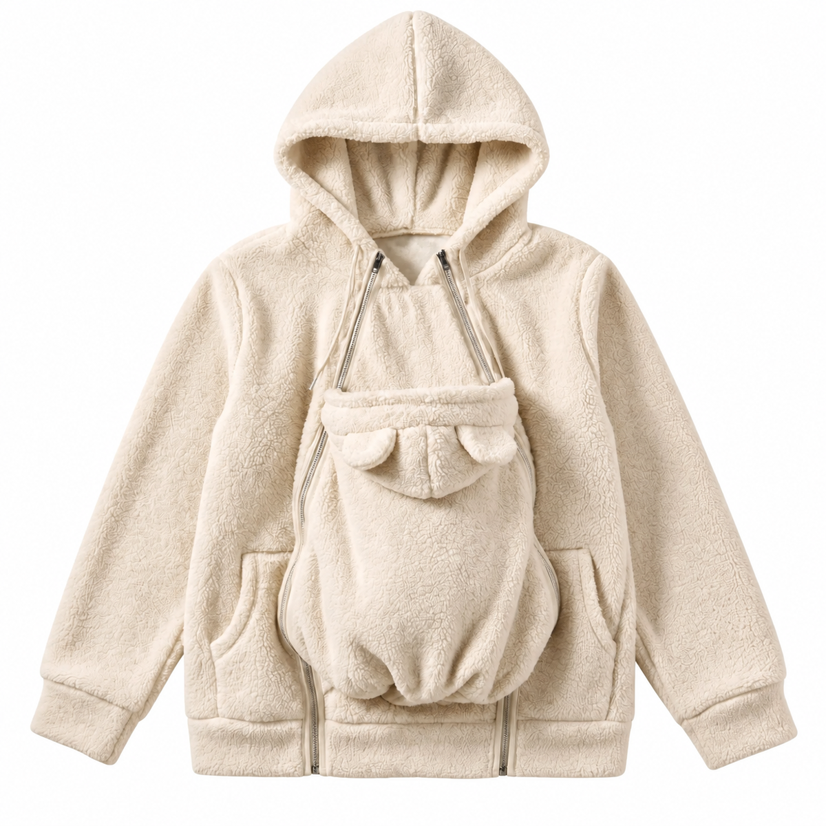 Women's fleece zipper 2-in-1 baby jacket
