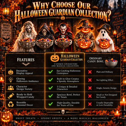 🎃Glowing Halloween Guardian Candy Bowl Collection™ – 5 Spooky Characters for Treats & Decor