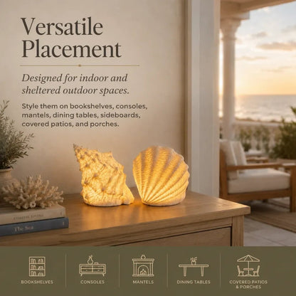 🌊✨Coastal Afterglow Shell & Conch Light Set
