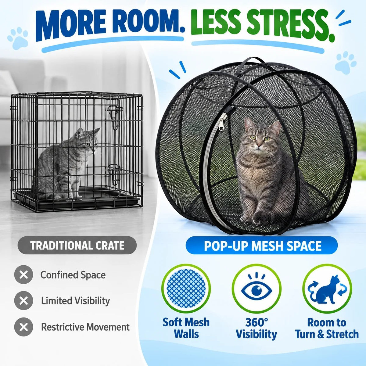 🐱 Pop Up Cat Playpen | 32-Inch Breathable Mesh Enclosure for Indoor & Outdoor Use 🌿