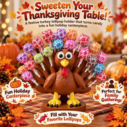 🦃🍭 Adorable Thanksgiving Turkey Lollipop Holder-A Sweet & Festive Holiday Table Centerpiece