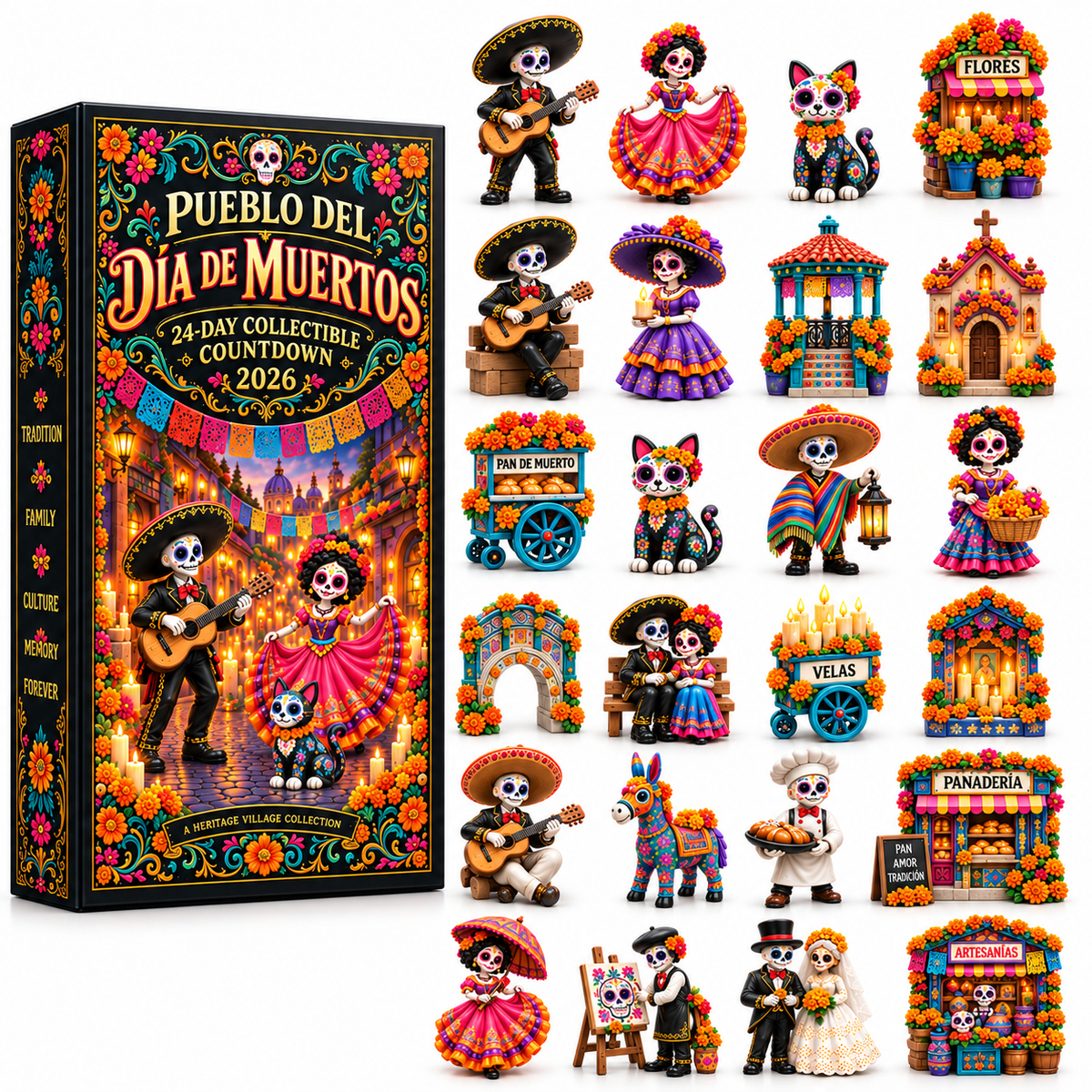 💀 2026 Día de Muertos 24-Day Collectible Countdown – Build Your Own Heritage Village