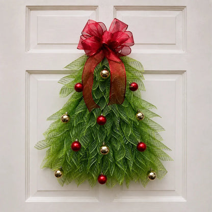 🎄 Christmas Sale – Light-Up Christmas Tree Door Wreath | Festive Front Door Decor
