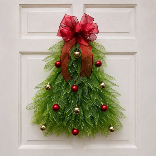 🎄 Christmas Sale – Light-Up Christmas Tree Door Wreath | Festive Front Door Decor
