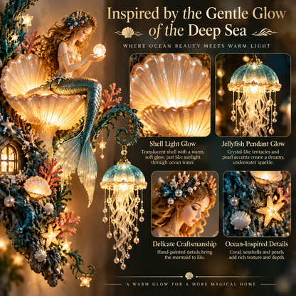 🧜‍♀️🐚Mermaid Pearl Glow Wall Light – Ocean-Inspired Coastal Decor