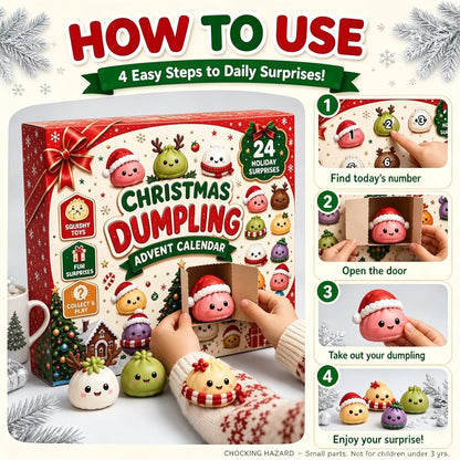 🎄 24-Day Mystery Dumpling Squishy Advent Calendar – Christmas Countdown Surprise Toys