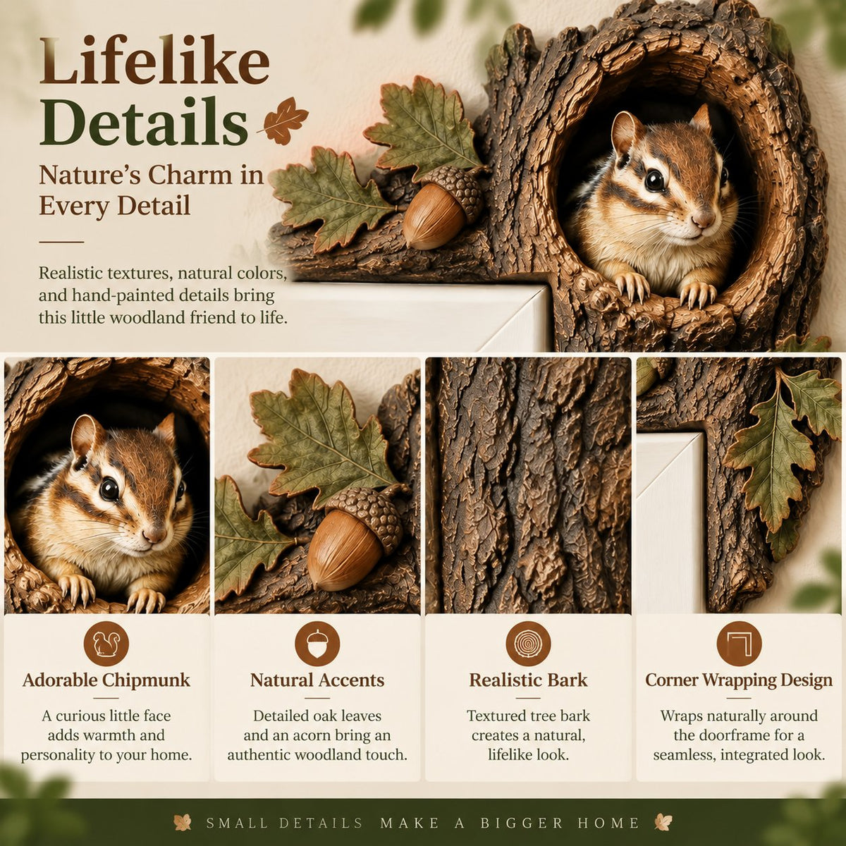 🐿️ Chipmunk Tree Hollow Door Topper | Woodland Animal Doorway Decor For Cozy Nature Homes