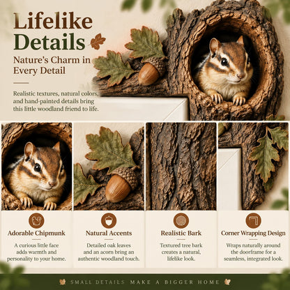 🐿️ Chipmunk Tree Hollow Door Topper | Woodland Animal Doorway Decor For Cozy Nature Homes