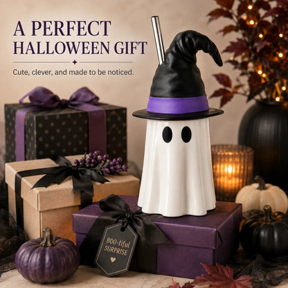 👻Halloween Ghost Witch Hat Tumbler Straw Cup