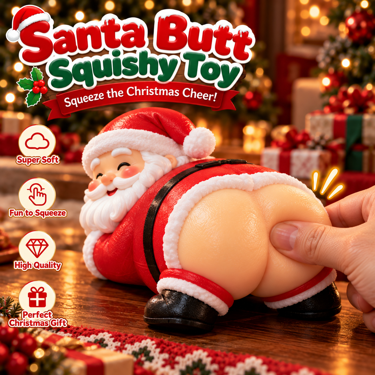 🎄 Santa's Cheeky Surprise– Funny Slow-Melt Christmas Squishy Toy