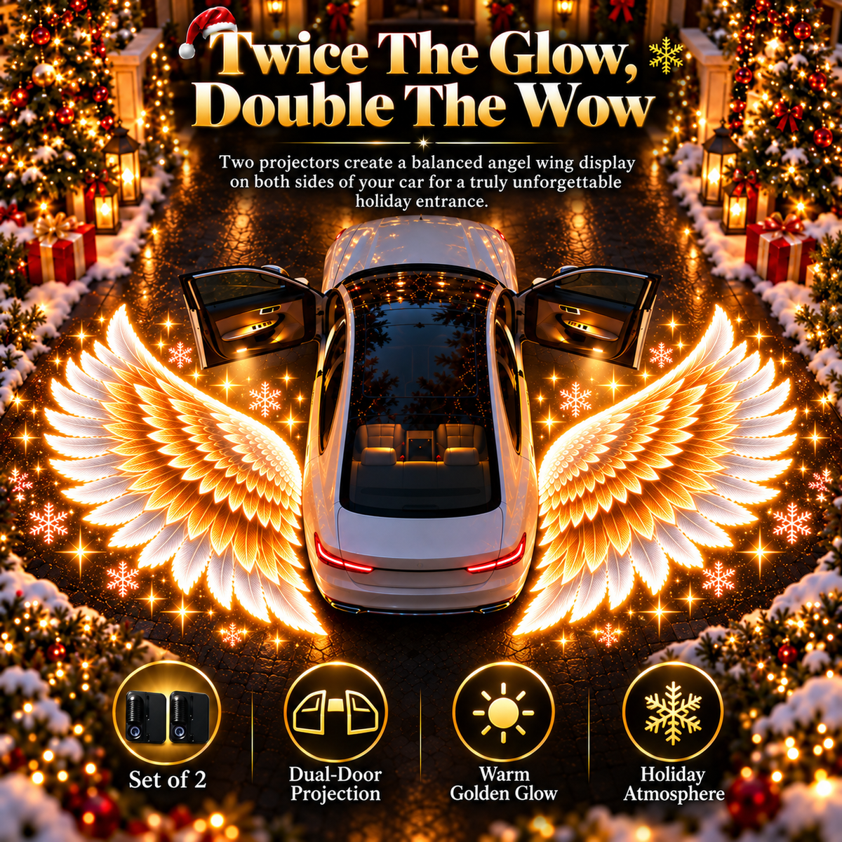 🎄 BUY 1 GET 1 FREE 🎁 Guardian Wings™ – Christmas Angel Wing Car Door Projector Lights (2-Pack) ✨