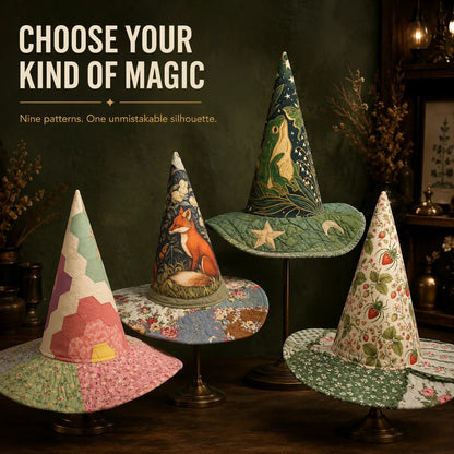 🧙‍♀️ ✨ Quilted Patchwork Witch Hat – Choose Your Magical Pattern
