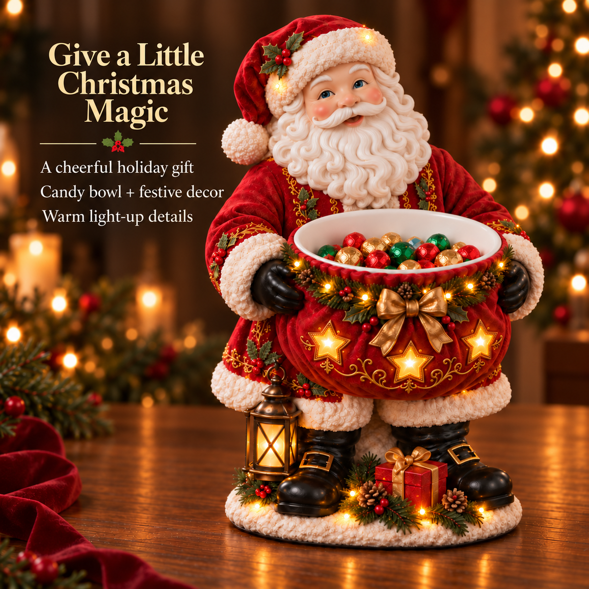 🎄 Christmas Sale – 50% OFF ✨ Light-Up Christmas Candy Bowl – Charming Holiday Tabletop Decor & Gift 🎁