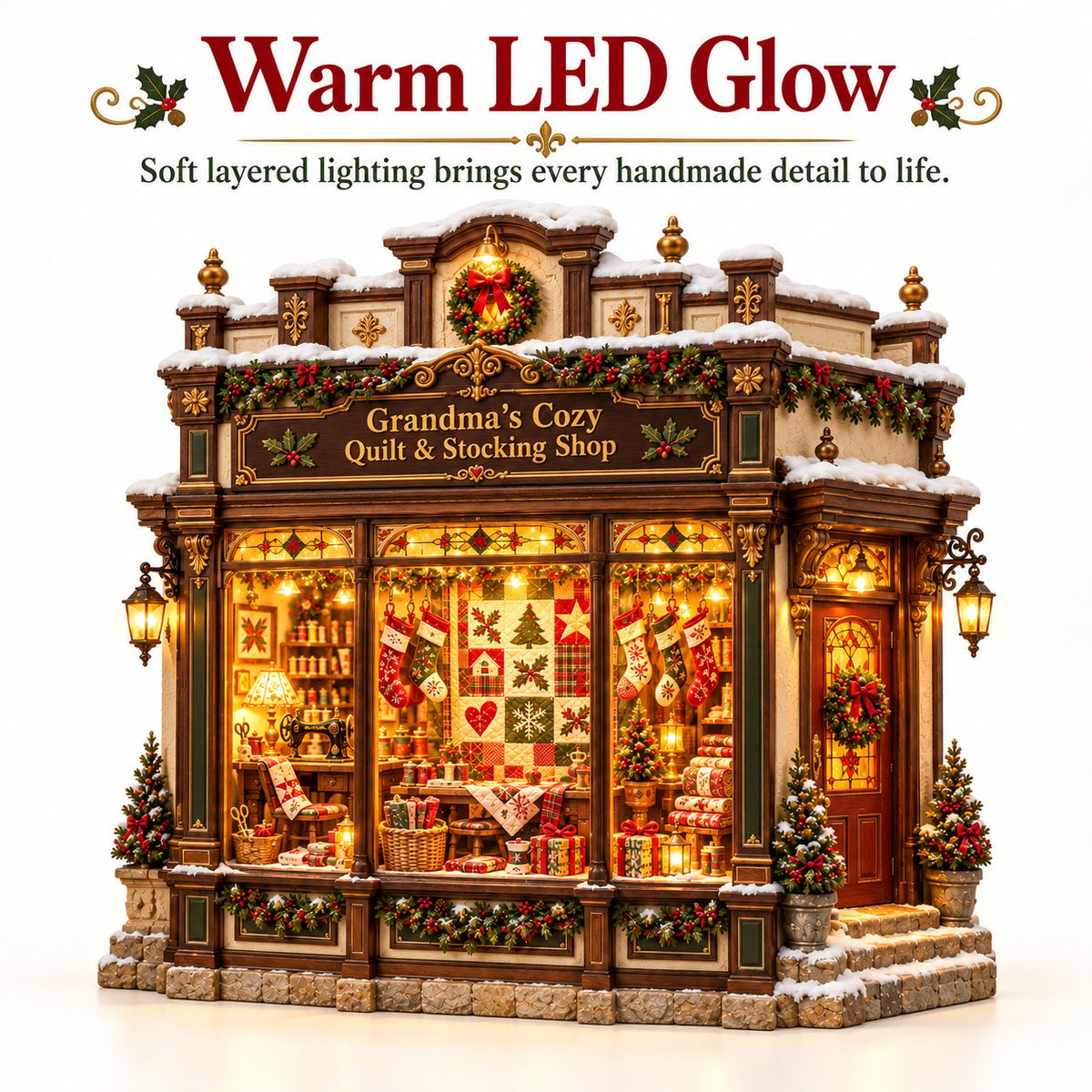 🎄✨ Grandma’s Cozy Quilt Shop– DIY Light-Up Christmas Miniature | Build Your Own Holiday Magic ❤️